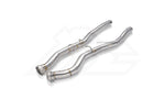 A top view of FI Exhaust Catback Exhaust System For BMW G01 X3 / G02 X4 M40i (OPF) 2019+ downpipe with white background