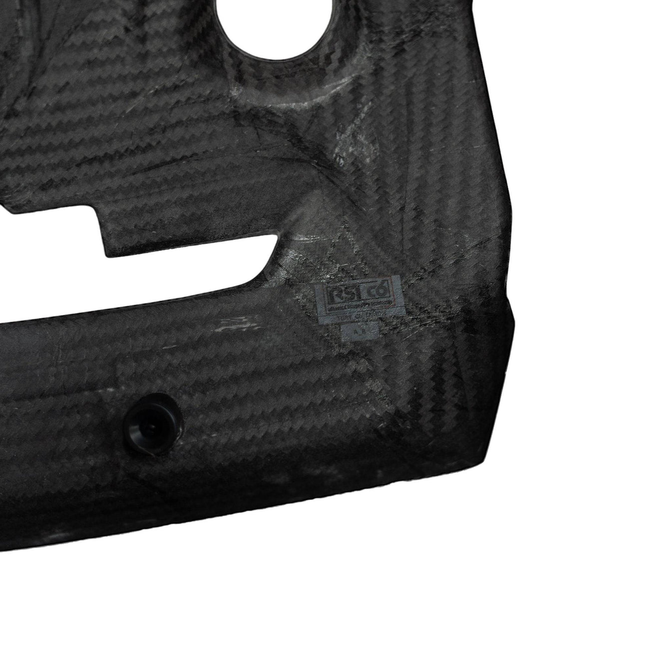 close top view of TRE Pre-Preg Carbon Fibre Engine Cover for Yaris GR Mk4 2020+ with white background