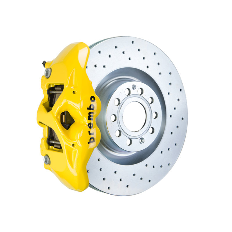 Mk6 GTI Brembo GT 4-piston front kit, yellow caliper, 345mm drilled 1-piece disc