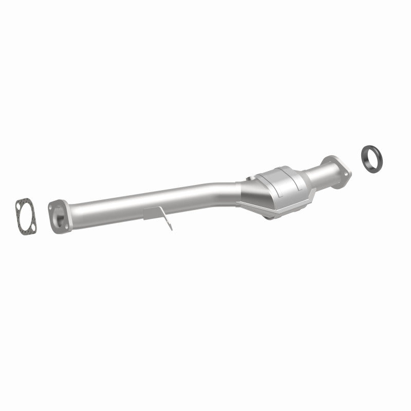 MagnaFlow 23147 hm grade direct-fit catalytic converter, front three-quarter view of the turntable spin