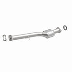 MagnaFlow 23147 hm grade direct-fit catalytic converter, front three-quarter view of the turntable spin
