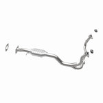 MagnaFlow 23628 hm grade direct-fit catalytic converter, opposite rear three-quarter view of the turntable spin