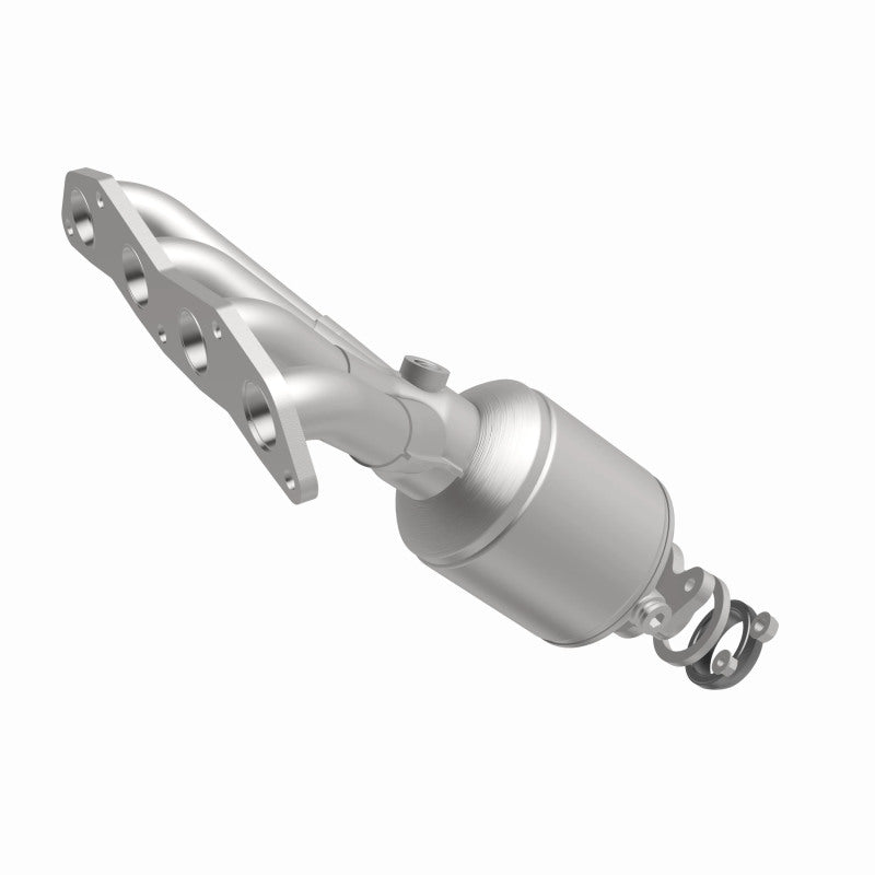 MagnaFlow 51595 oem grade manifold converter, front three-quarter view of the turntable spin
