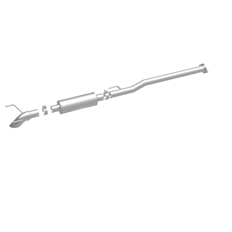 MagnaFlow 17147 cat-back exhaust, front three-quarter view of the turntable spin