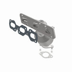 MagnaFlow 452010 carb manifold converter, opposite front three-quarter view of the turntable spin