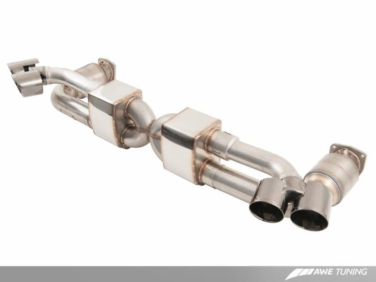 AWE Tuning Porsche 991 Turbo Performance Exhaust and High-Flow Cat Sections - For Use With OE Tips - autotalent