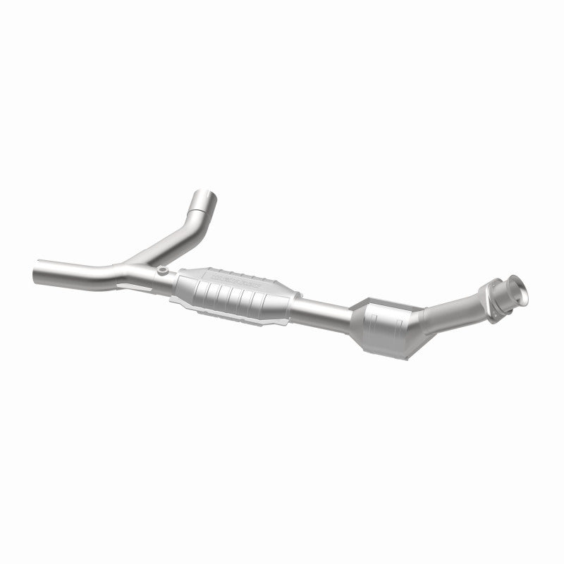 MagnaFlow 49426 oem grade direct-fit catalytic converter, opposite rear three-quarter view of the turntable spin