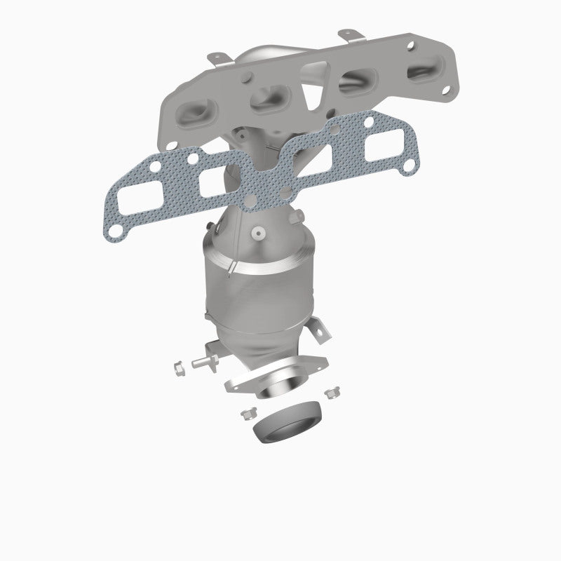 MagnaFlow 452019 carb manifold converter, opposite rear three-quarter view of the turntable spin
