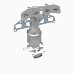 MagnaFlow 452019 carb manifold converter, opposite rear three-quarter view of the turntable spin