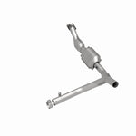 MagnaFlow 447126 carb direct-fit catalytic converter, rear three-quarter view of the turntable spin