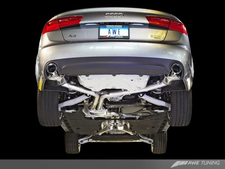 AWE Tuning Audi C7 A6 3.0T Touring Edition Exhaust - Dual Outlet, Diamond Black Tips - autotalent
