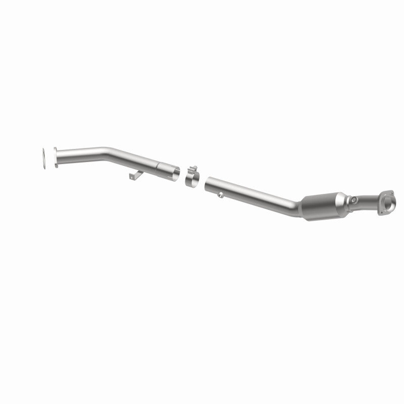 MagnaFlow 4561030 carb direct-fit catalytic converter, opposite front three-quarter view of the turntable spin