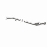 MagnaFlow 4561030 carb direct-fit catalytic converter, opposite front three-quarter view of the turntable spin