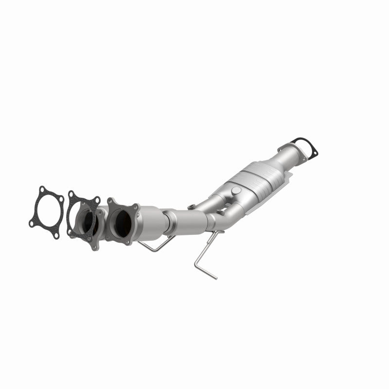 MagnaFlow 24046 hm grade direct-fit catalytic converter, opposite front three-quarter view of the turntable spin