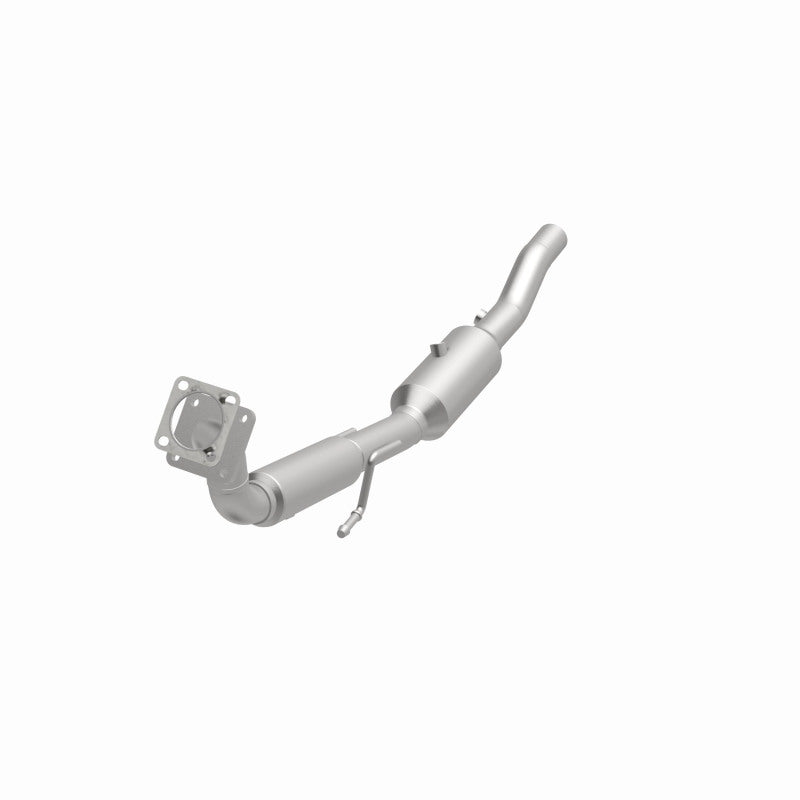 MagnaFlow 5461464 carb direct-fit catalytic converter, opposite front three-quarter view of the turntable spin