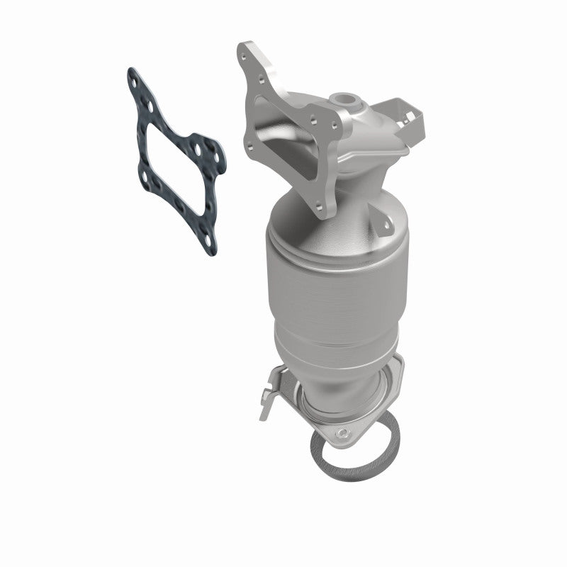 MagnaFlow 52020 oem grade manifold converter, front three-quarter view of the turntable spin