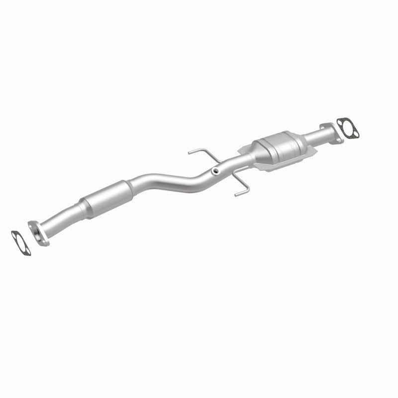 MagnaFlow 457024 carb direct-fit catalytic converter, front three-quarter view of the turntable spin