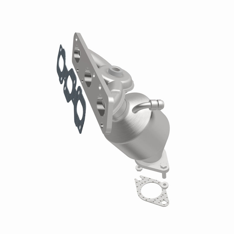 MagnaFlow 452010 carb manifold converter, front three-quarter view of the turntable spin