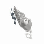 MagnaFlow 452010 carb manifold converter, front three-quarter view of the turntable spin