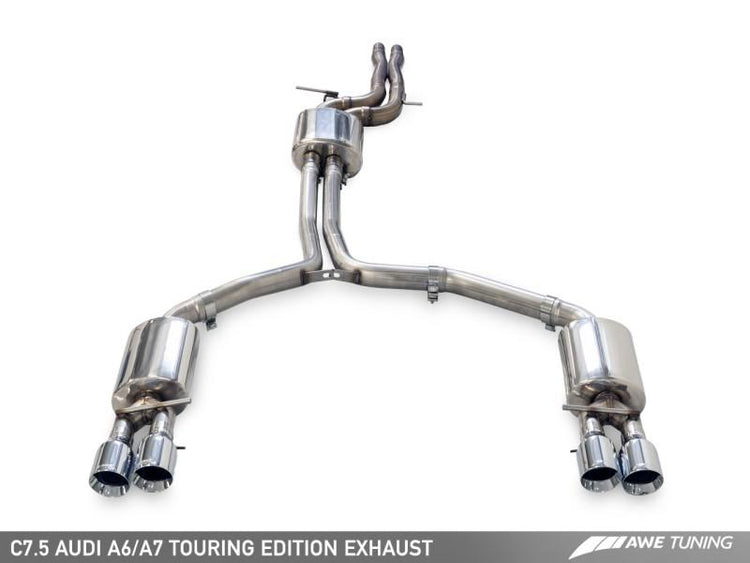 AWE Tuning Audi C7.5 A6 3.0T Touring Edition Exhaust - Quad Outlet, Chrome Silver Tips - autotalent