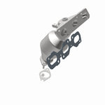 MagnaFlow 452010 carb manifold converter, opposite rear three-quarter view of the turntable spin