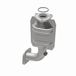 MagnaFlow 23112 hm grade direct-fit catalytic converter, opposite rear three-quarter view of the turntable spin