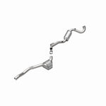 MagnaFlow 447277 carb direct-fit catalytic converter, rear view of the turntable spin