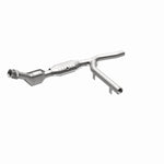 MagnaFlow 93122 hm grade direct-fit catalytic converter, front three-quarter view of the turntable spin