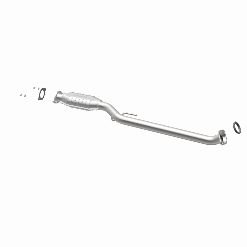 MagnaFlow 23134 hm grade direct-fit catalytic converter, opposite rear three-quarter view of the turntable spin