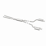 MagnaFlow 15628 street series cat-back exhaust, opposite rear three-quarter view of the turntable spin
