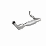 MagnaFlow 447117 carb direct-fit catalytic converter, front three-quarter view of the turntable spin