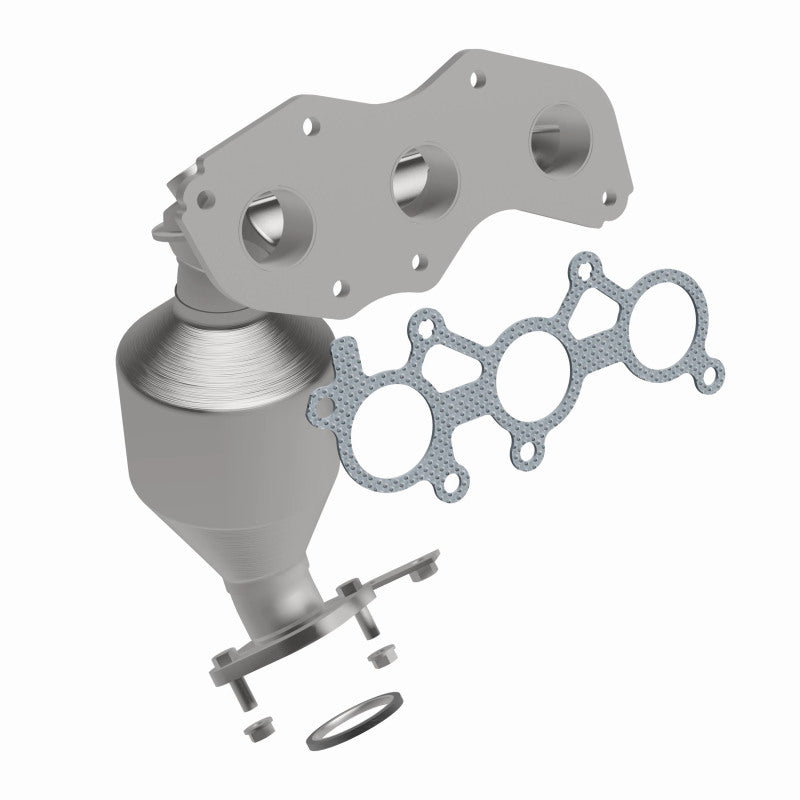 MagnaFlow 52017 oem grade manifold converter, front three-quarter view of the turntable spin
