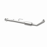 MagnaFlow 3391389 carb direct-fit catalytic converter, opposite rear three-quarter view of the turntable spin