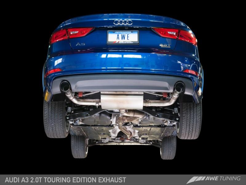 AWE Tuning Audi A3 Touring Edition Exhaust - Dual Outlet, Chrome Silver 90 mm Tips - autotalent