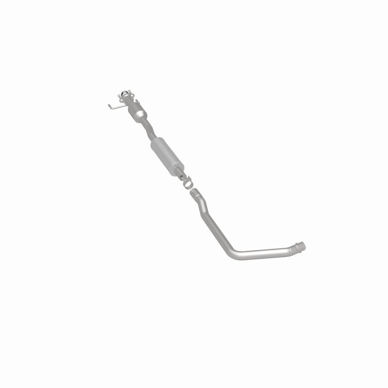 MagnaFlow 52218 oem grade direct-fit catalytic converter, rear three-quarter view of the turntable spin