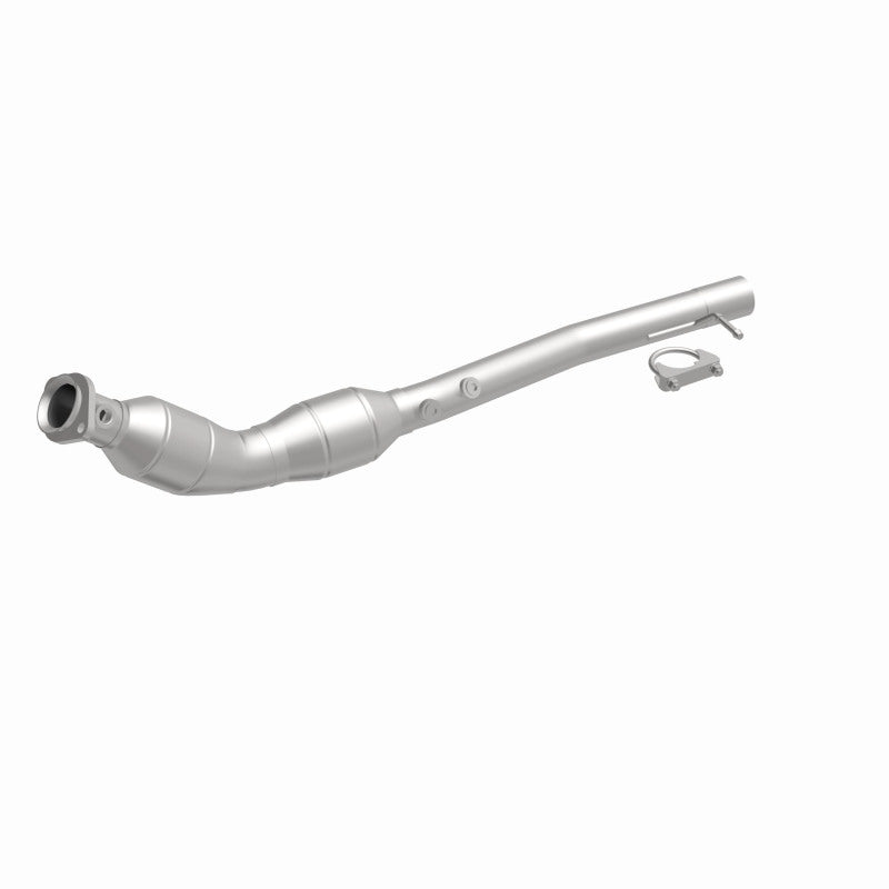 MagnaFlow 93680 hm grade direct-fit catalytic converter, front three-quarter view of the turntable spin
