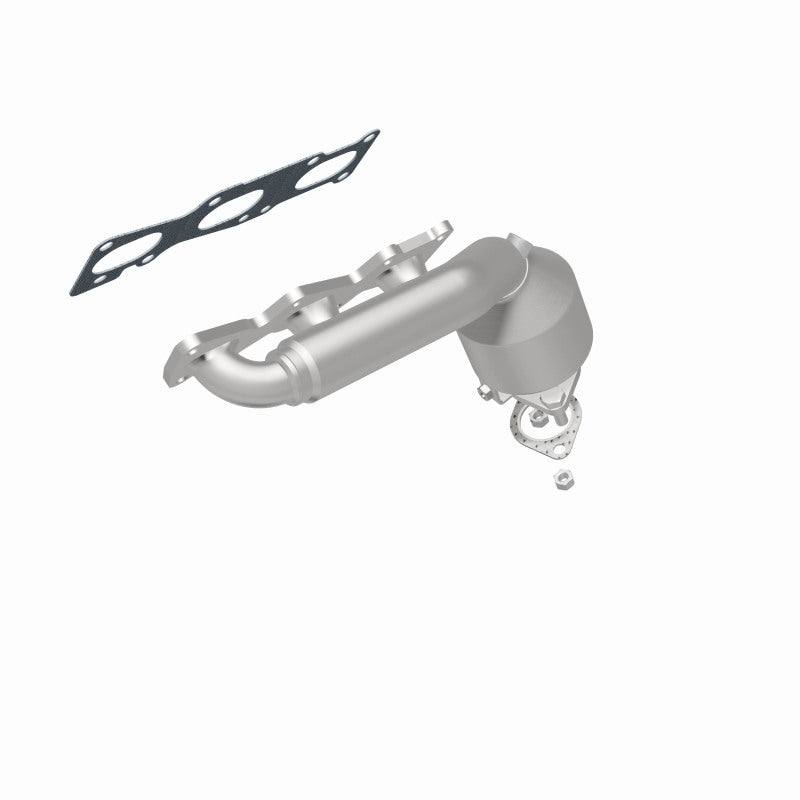MagnaFlow 52310 oem grade manifold converter, rear three-quarter view of the turntable spin