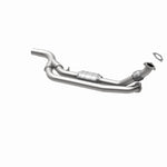 MagnaFlow 23518 hm grade direct-fit catalytic converter, opposite rear three-quarter view of the turntable spin