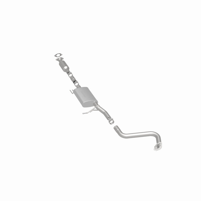 MagnaFlow 52851 oem grade direct-fit catalytic converter, rear three-quarter view of the turntable spin