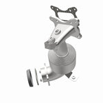 MagnaFlow 52032 oem grade manifold converter, opposite rear three-quarter view of the turntable spin
