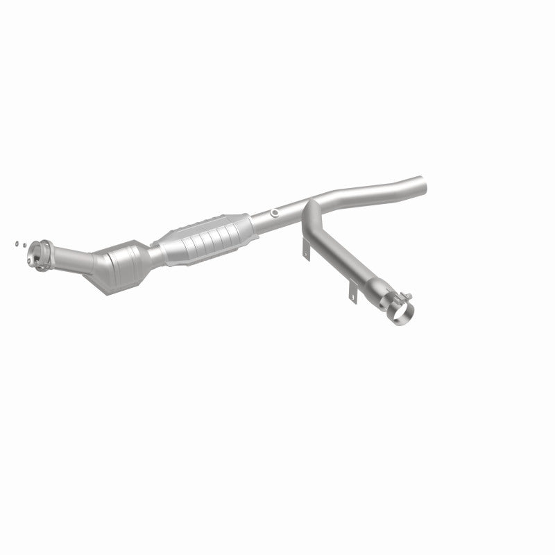 MagnaFlow 23317 hm grade direct-fit catalytic converter, front three-quarter view of the turntable spin