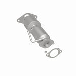 MagnaFlow 52855 oem grade direct-fit catalytic converter, rear three-quarter view of the turntable spin