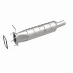 MagnaFlow 24161 hm grade direct-fit catalytic converter, front three-quarter view of the turntable spin