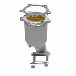 MagnaFlow 24243 hm grade direct-fit catalytic converter, rear three-quarter view of the turntable spin