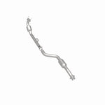 MagnaFlow 454033 carb direct-fit catalytic converter, rear three-quarter view of the turntable spin