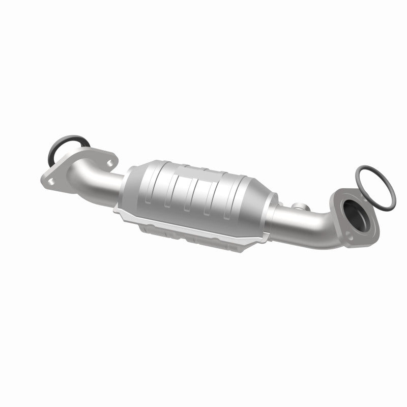 MagnaFlow 24930 hm grade direct-fit catalytic converter, opposite rear three-quarter view of the turntable spin