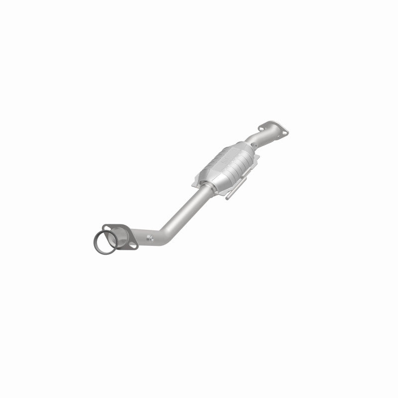 MagnaFlow 23380 hm grade direct-fit catalytic converter, opposite front three-quarter view of the turntable spin