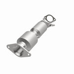 MagnaFlow 52855 oem grade direct-fit catalytic converter, opposite front three-quarter view of the turntable spin