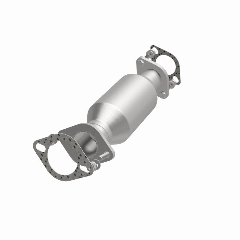 MagnaFlow 5561823 carb direct-fit catalytic converter, opposite front three-quarter view of the turntable spin
