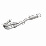 MagnaFlow 24213 hm grade direct-fit catalytic converter, front three-quarter view of the turntable spin